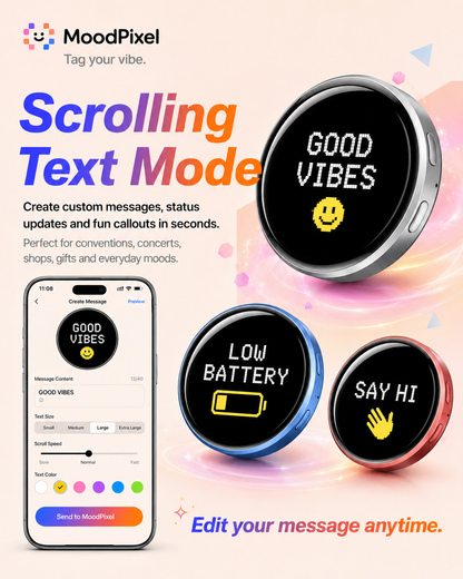 MoodPixel E05 Smart Badge — 1.85″ Touchscreen Display for Photos, GIFs & Video
