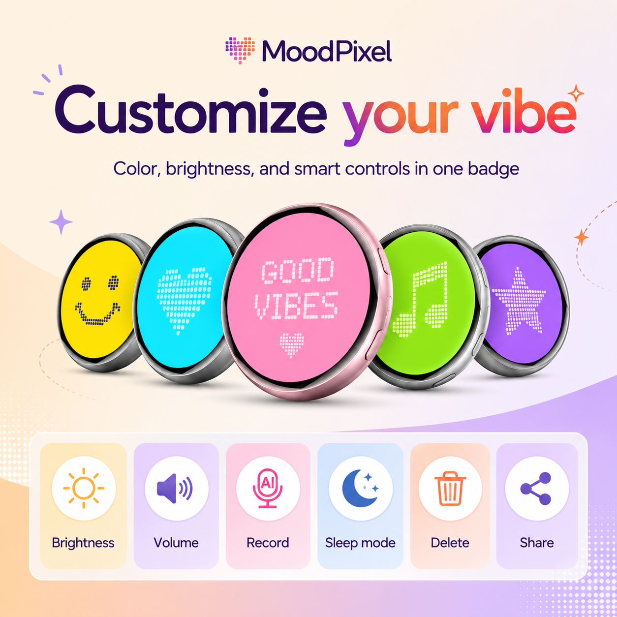 MoodPixel Lanyard Digital Badge — Photos, GIFs, Video, Text & QR Codes