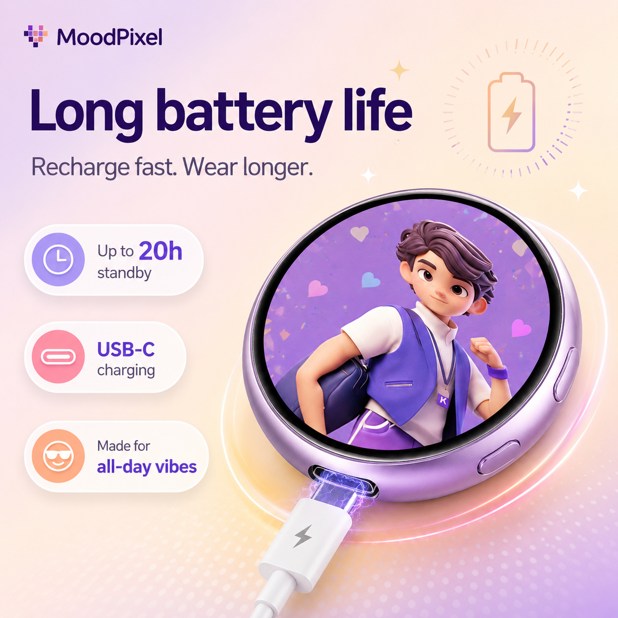 MoodPixel Lanyard Digital Badge — Photos, GIFs, Video, Text & QR Codes