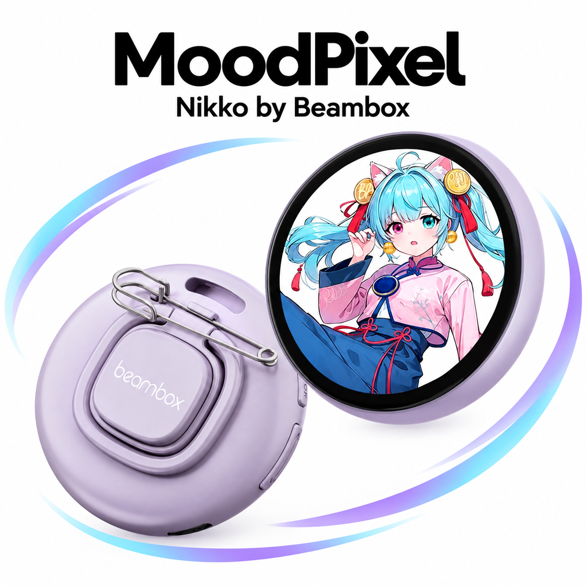 MoodPixel Nikko Digital Badge – 1.8" HD Screen for Photos, GIFs & Video