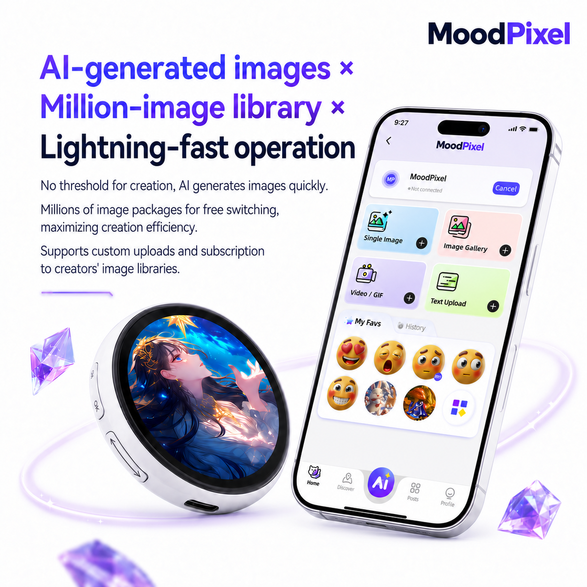 MoodPixel Nikko Digital Badge – 1.8" HD Screen for Photos, GIFs & Video